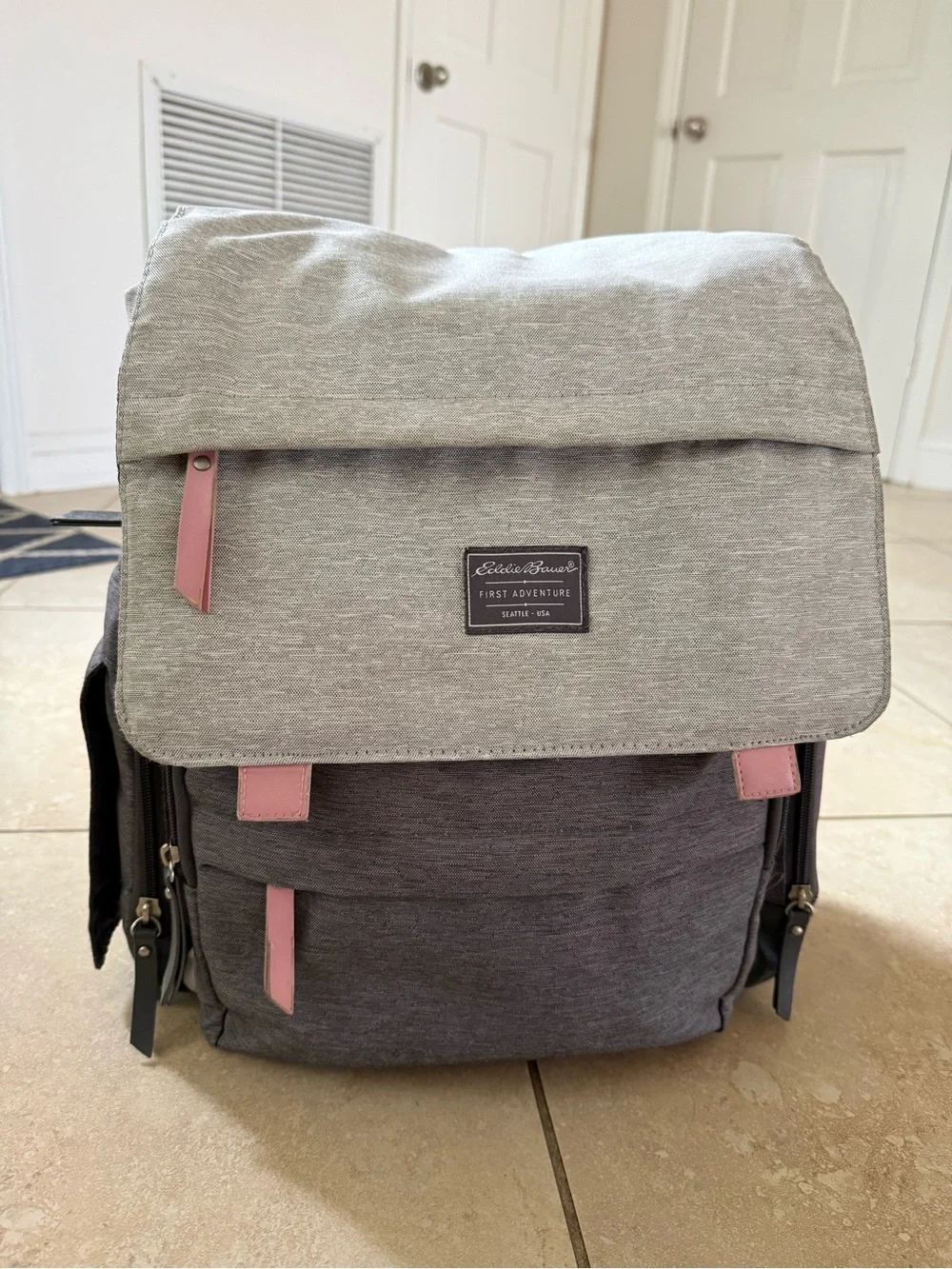 Eddie Bauer Gray and Pink Travel Backpack